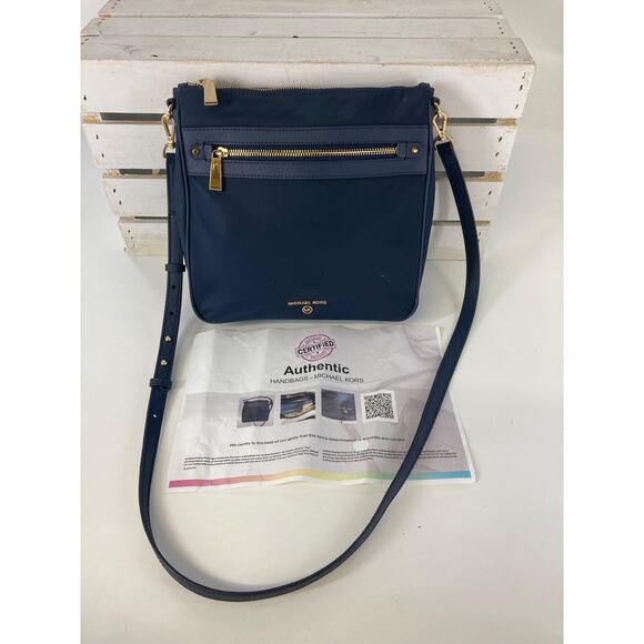 MICHAEL KORS, NAVY BLUE NYLON MEDIUM CROSSBODY BAG (ASIS) - Picture 2 of 15